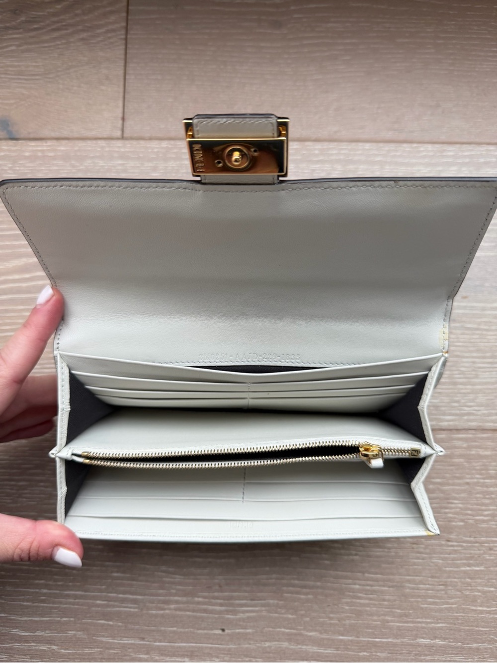 Fendi White Zucca Embossed Leather Baguette Continental Wallet with Dust Bag - Picture 3 of 5
